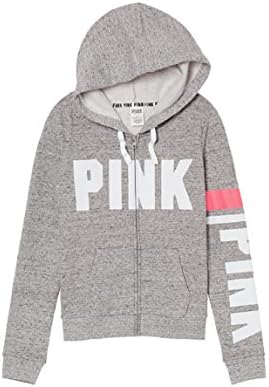 Victoria's Secret PINK Full Zip Hoodie Sweatshirt Grey Marl- Small