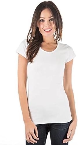 zhAjh Womens Cotton Spandex Mercerized Scoopneck Short Sleeve Tee