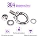 36Pcs 304 Stainless Steel M8 Male Thread Lifting Ring Eye Bolt Kit, Including 6Pcs M8 Eye Bolt with 10Pcs Lock Nuts, 10Pcs Lock Washers and 10Pcs Flat Washers