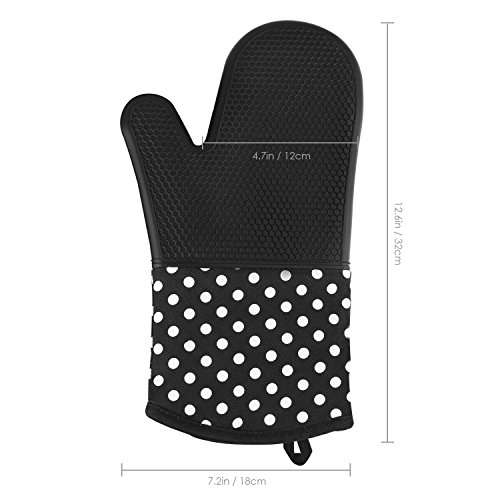 vilapur Silicone Oven Mitts - Heat Resistant to 572 °F Kitchen Oven Gloves for Cooking, Baking, Barbebue Potholder, Cooking Gloves 1 Pair, Black - Thumbnail 6