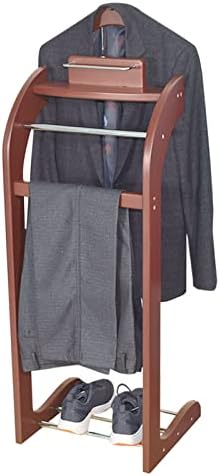 Valet Stand For Men TCXSSL Valet Stand With Drawer Wooden Contour Hanger With Trouser Bar, Tie & Belt Hooks And Shoe Rack, Suit Stands For Men And Women (Size Clothes Valet Stand