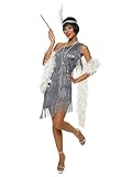 Dazzling Gun Metal Flapper Adult Costume Size Medium