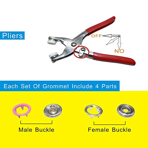 200Pcs Snap Fastener Tool Diameter 9.5mm Metal Eyelets Shoes Clothes Crafts with HeavyDuty