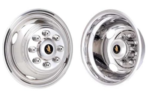 Eagle Flight Stainless Steel Universal Snap On Style Simulators for 16" 8 Lug 4 Hole Dual Disc 1 Piece Wheels Excluding Budd Brand Wheels (Set of 4)