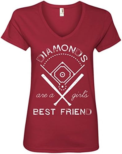 Diamonds Are A Girl's Best Friend Ladies' V-Neck Tee Independence Red, Large