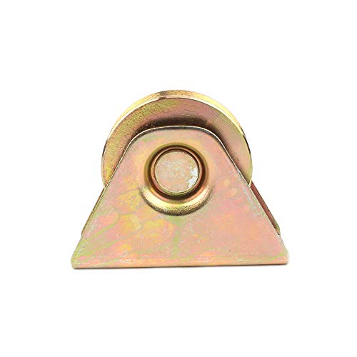 60mm Diameter Gold V Groove Wheel for Sliding Rolling Slide Chain Gear Rack Gate Track, Rigid Caster for Gate Frame,for Industrial Machines 2-2/5" - Thumbnail 4