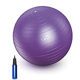 JBM Exercise Yoga Ball with Free Air Pump (4 Sizes 5 Colors) 400 lbs Anti-Burst Slip-Resistant Yoga Balance Stability Swiss Ball for Fitness Exercise Training Core Strength (Purple, 50cm-55cm)
