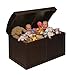 Badger Basket Kid's Hardwood Barrel Top Toy Box Storage Chest with Safety Hinge - Espresso