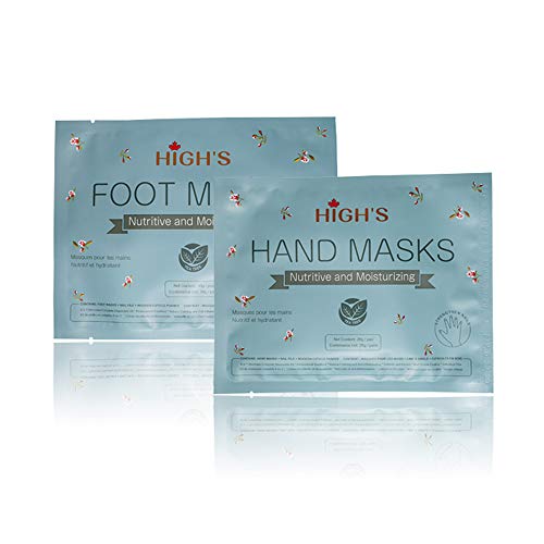 HIGH’S Foot Mask Moisturizing Gloves Upgrade Nutritive Home Spa Hand Peeling Mask Infused Collagen and Vitamins E for Foot and Nails 1 Pack