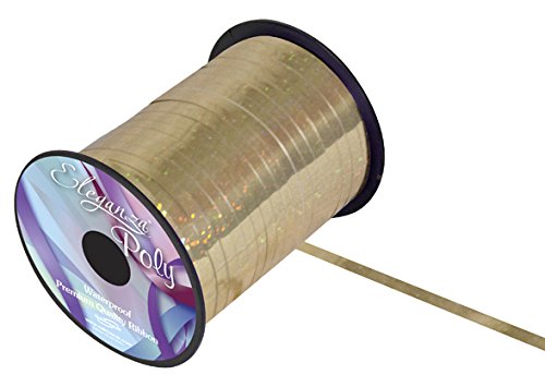 Eleganza Poly Curling Ribbon 5mm x250yds, Polyester, Holographic Gold, 9 x 9 x 19 cm