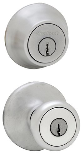 kwikset 690 tylo entry knob and single cylinder deadbolt combo, satin chrome, pack of 6