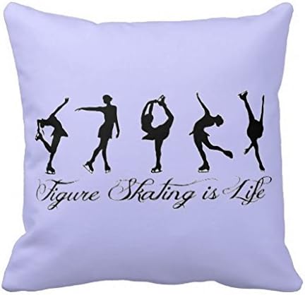 Funny Wholesale Figure Skating is Life Skater Girls Violet white Polyester Decorative Throw Pillow Cover Cushion Cover 18 X18 inch cushion.