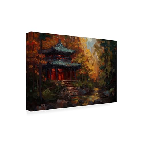 Wrapped Canvas Wall Art - Imagine It Images 'Buddhist Temple, at night' Wall Ar…