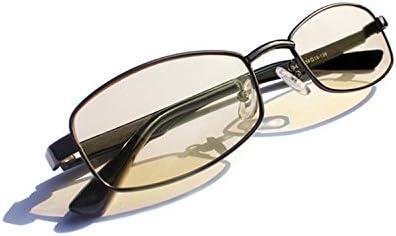 Computer Video Gaming Vision protection Glasses - Patented -100%UV400 and Blue Light Blocking Anti Glare Eye Strain Amber Melanin Sleep Glasses Metal Frame Black