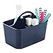 mDesign Small Plastic Shower/Bath Storage Organizer Caddy Tote with Handle for Dorm, Shelf, Cabinet - Hold Soap, Shampoo, Conditioner, Combs, Brushes, Lumiere Collection, Navy Blue