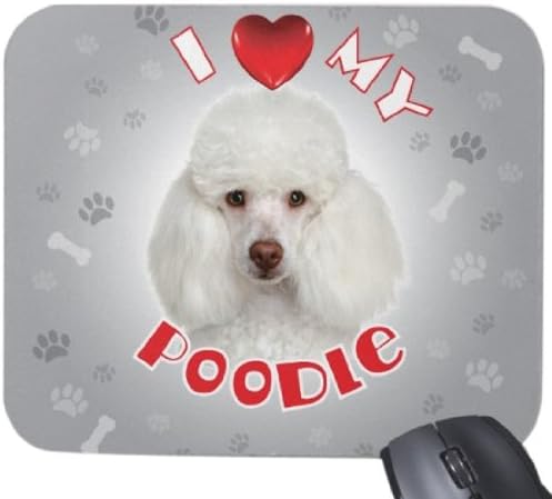 iLeesh i Love My Poodle Mouse Pad, White