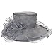 IL Caldo Women's Sun Hat Fascinator Flowers Wide Brim Gauze Hat Headdress,Gray