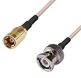 DHT Electronics RF coaxial coax cable assembly BNC male to SMB female 12''