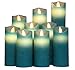 Kitch Aroma Teal Flameless Candles, Battery Operated LED Pillar Truquoise Flameless Candles with Moving Flame Wick for Home Decor Seasonal & Festival Celebration