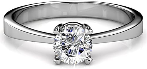 Tk Beauty Elegant 18k White Gold Plated Wedding Ring with Swarovski Crystals Ring Jewelry
