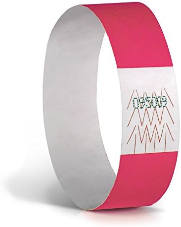 INCOM Manufacturing Premium Tyvek Wristbands, Tamper-Evident Security Slits, Black Light Security Shield Image and Sequential Numbering, Neon Red, 3/4 Inch, 1000 Pack, WB34RD1000