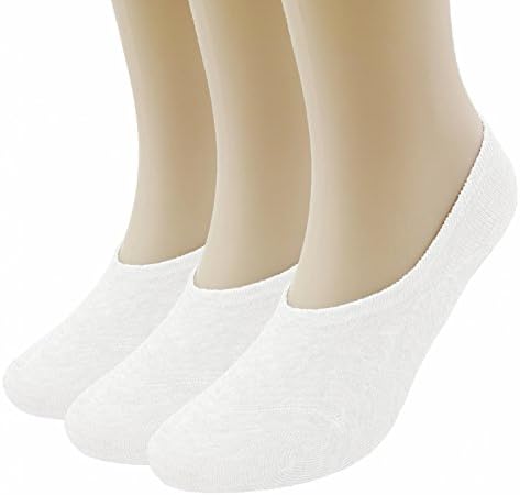 Prefer Green Women's 6 Pairs Thin Casual No Show Socks Anti-Slip Cotton Sock (White (3 Pairs))