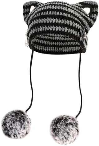 Amazon.com: Cute Cat Ear Beanie with Strings Crochet Hat  display picture 2