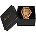 Wood Grain Handmade Mens Zebra Wood Natural Wooden Watch with Genuine Brown Leather Band