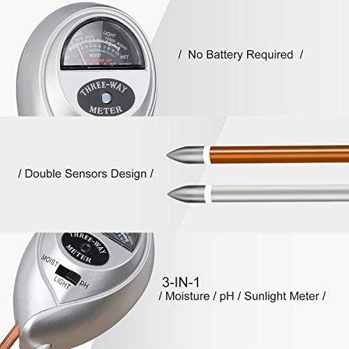 image for Jellas Soil Moisture Meter - 3 in 1 Soil Tester Plant Moisture Sensor 