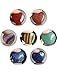 AMOYSTONE 7pcs Heart Stones Reiki Healing Chakra Natural Crystal Tumbling Puffy Heart Stone 30mm for Balancing Meditation Making Pendant