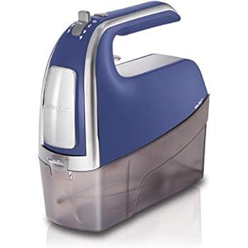 Hamilton Beach 6-Speed Electric Hand Mixer with Snap-On Case, Twisted Wire Beaters, Milkshake Rod, Dough Hook, Whisk, Blue (62622)