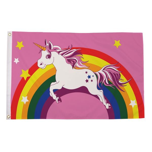 Flagtex Rainbow Unicorn Flag 8ft x 5ft Extra Large Flag 240cm x 150cm | Premium Woven Polyester with Brass Eyelets | Indoor Outdoor Garden Decoration Wall Hanging Display