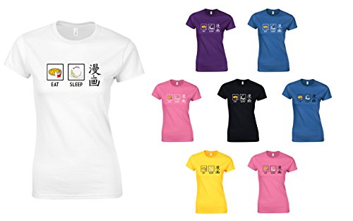 Brand88 - Eat Sleep Manga, Ladies Printed T-Shirt