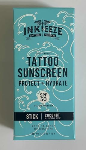 INK-EEZE Sunscreen Bundle Spray + Stick SPF 50, UVA/UVB Blocking, Dries Clear, Ozone Reef Friendly, Vegan, Made in USA, Coconut, 6oz spray + 0.5oz stick