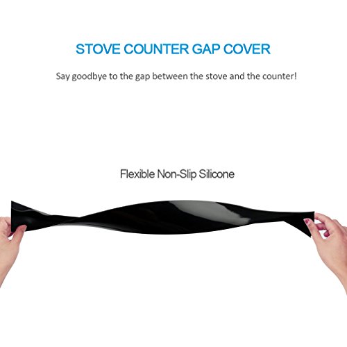 Silicone Stove Counter Gap Cover - Kitchen Wide & Long Gap Filler, Seals Spills Between Counter/Stovetop/Appliances/Oven/Washing Machine/Washer/Dryer, Heat-Resistant & Easy Clean (1 Pack, Black)
