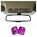Funny Party Hats Purple Fuzzy Dice - Hanging Car Mirror Dice - 50's Retro Dice