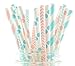 Boy/Girl Baby Shower Straws, Pink and Blue Paper Straws (50 Pack) - Twins or Unisex Straws, Barbershop Striped Straws, Baby Shower Party Favors