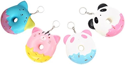 SNNplapla 1x Squishies Hollow Panda &amp; Cat Donut Toy Bread Dessert Slowing Rising Charms Straps Miniture Hand-play Random Color Style