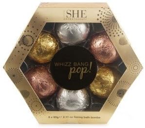 Om She Aromatherapy Hexagon Bath Bomb Set – Includes 6 Fizzing Bath Bombs - Vegan Friendly – Paraben Free – Sulfate Free – Cruelty Free – Made in Australia