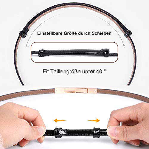 WERFORU Damen Skinny Leather Belt Verstellbarer Fashion Thin Waist Belt für Kleid