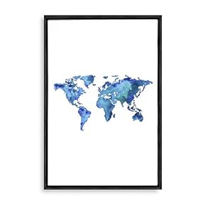 Framed Canvas Home Artwork Decoration Nordic Style Blue Canvas Wall Art for Living Room, Bedroom - 16x24 inches