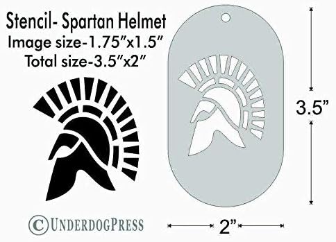 Stencil- Spartan Helmet, 1.75x1.5 Inch Image on 3.5x2 Border, Size 1