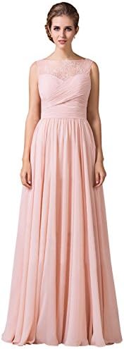 Loffy Women's Bridesmaid Dress Lace With Shoulder Pearl Pink Size 26