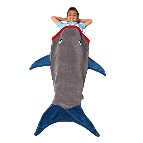 Blankie Tails Shark Blanket, Gray and Deep Blue
