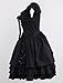 M4U Womens Classic Black Layered Lace-Up Cotton Lolita Dress