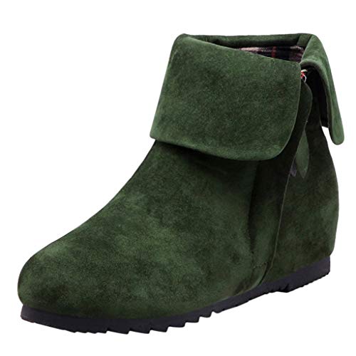 GoodLock Women Fashion Ankle Boots Ladies Solid Wedge Warm Increase Zip Short Booties Round Toe Shoes