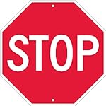 NMC TM34R Traffic Sign, "STOP", 18" Width x 18" Height, Rigid Plastic, White on Red