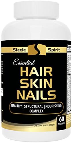 Hair Skin And Nails Vitamin Supplement w/ Biotin 5000mcg - Hyaluronic Acid Collagen and More - For Healthy Sexy Hair - Smooth Vibrant Skin - Strong Beautiful Nails - By Steele Spirit