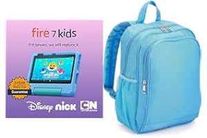 Fire 7 Kids Tablet, 7" (16 GB, Blue) Backpack Bundle