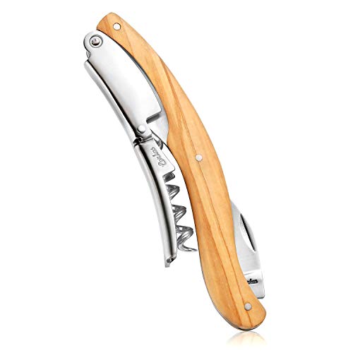 CORKAS Executive Corkscrew,High-end Wine Opener with Full Olivewood Handle,Double Worm Corkscrew,Serrated Foil Cutter,Large-sized Design,Bigger,Heavier and Professional(5.5Ã—1.5Ã—0.7 inch/6.6 oz)